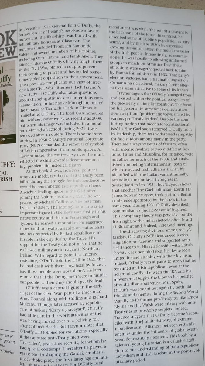 Huge thanks to Brian Hanley for his review of my book on Eoin O'Duffy in the new @HistIreHedge