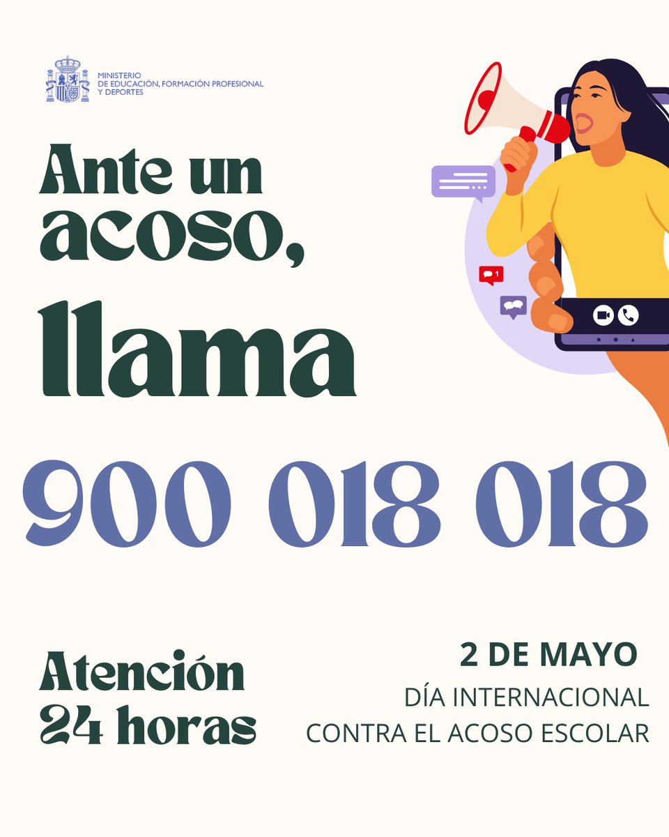 educaciongob's tweet photo. No son juegos.
No son bromas.

Ante cualquier indicio de acoso, llama.

📱900 018 018
👉Es gratuito y atienden 24 horas.

#DíaInternacionalEnContraDelAcosoEscolar
#ActúaContraElAcoso https://t.co/qLYmBwWNcg