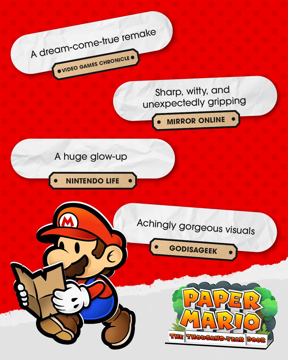 What’s in store beyond the Thousand-Year Door…? Check out the critics’ early thoughts on this paper-filled adventure, releasing on 23/05! #PaperMario