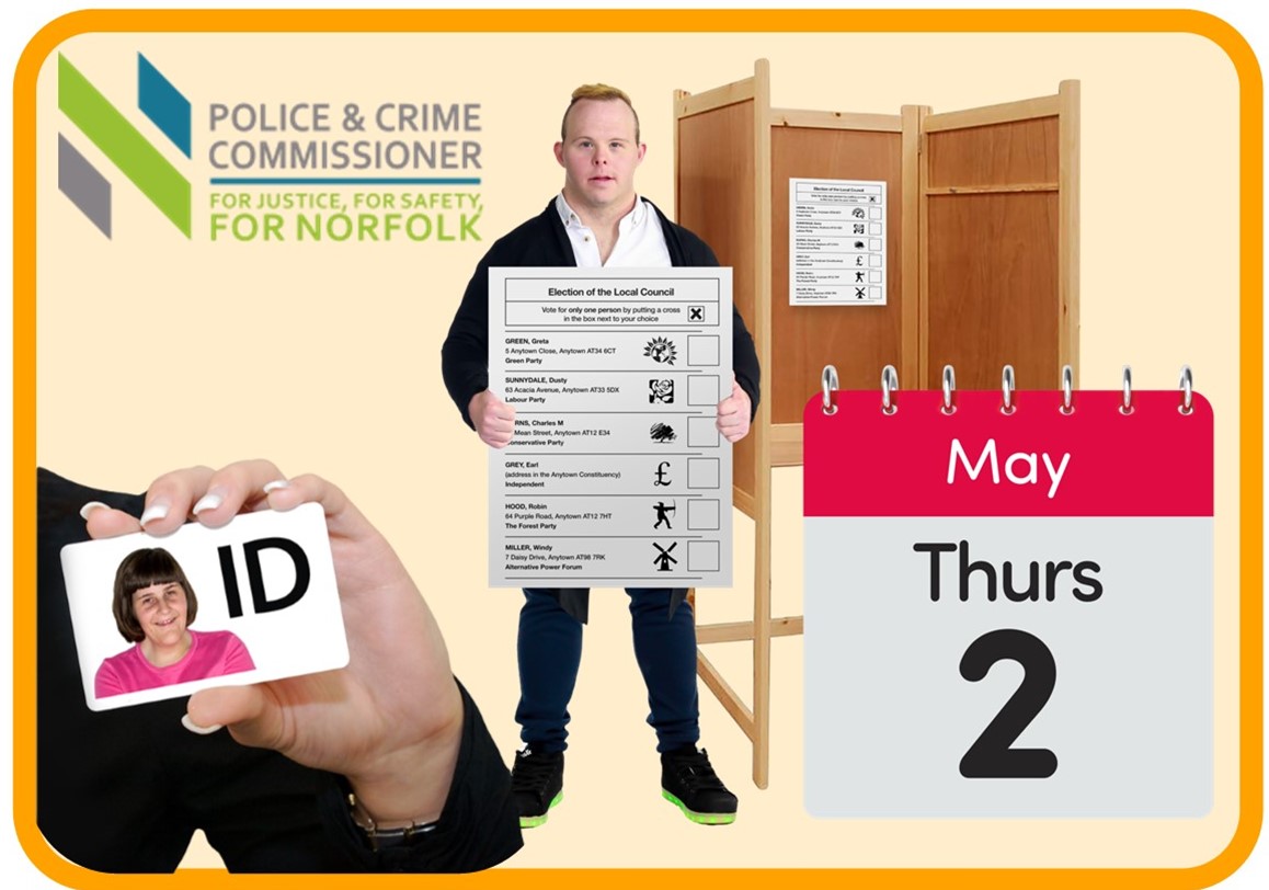 Tomorrow you can vote in the Local Elections. This is a chance for you to have your say about who your Local Councillor is and who is the Norfolk Police and Crime Commissioner (PCC). REMEMBER YOU MUST BRING PHOTO ID TO VOTE