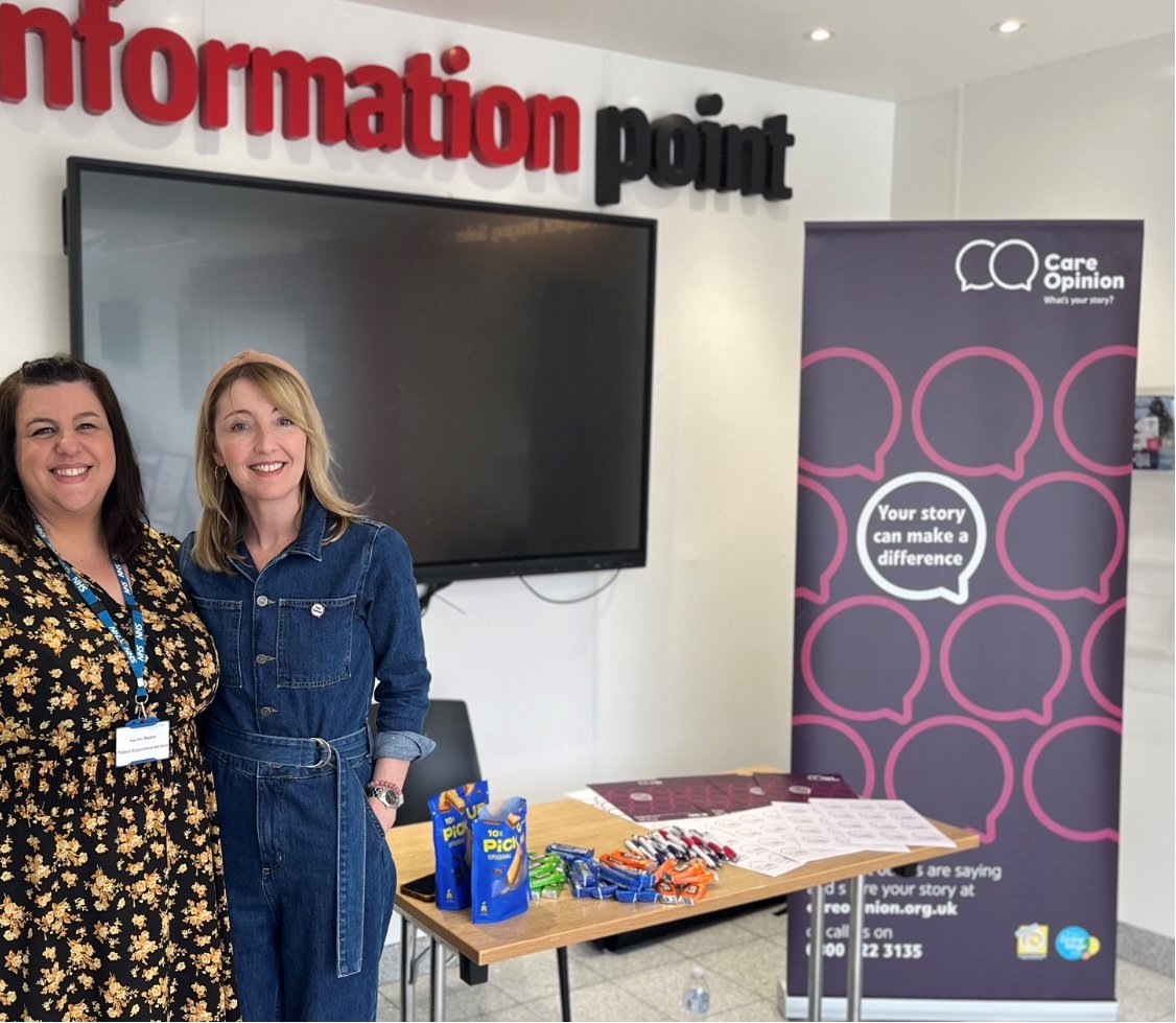 Care Opinion are on site today - one of the organisations we work with to gather patient feedback and stories.  Please come and have a chat with Emma.  <a href="/careopinion/">Care Opinion</a> <a href="/royalhospital/">Chesterfield Royal Hospital NHS FT</a>