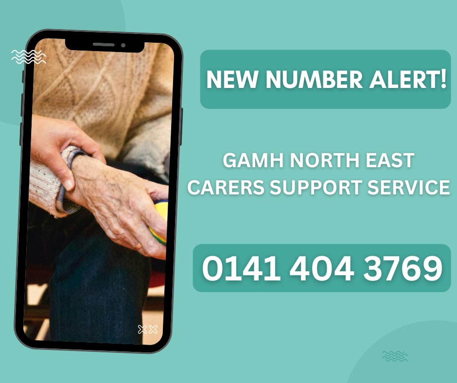 📢NEW NUMBER ALERT! GAMH North East Carers Support Service has a new phone number! If you are an unpaid carer living in the North East of Glasgow and require support, contact the service on
👉🏻 0141 404 3769.
#UnpaidCarers #GlasgowCarers #GCHSCP