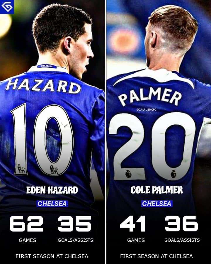 Eden Hazard first season at Chelsea  v Cole Palmer first season at Chelsea.
