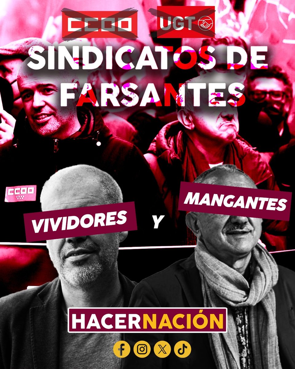 ¿A quiénes protegen estos sindicatos? ¿A los trabajadores españoles? ❌ ¿A Pedro Sánchez? ✅ ¿A Puigdemont? ✅ ¿A la inmigración que viene como mano de obra esclava? ✅ @CCOO @UGT_Comunica FARSANTES, VIVIDORES Y MANGANTES. #1DeMayo