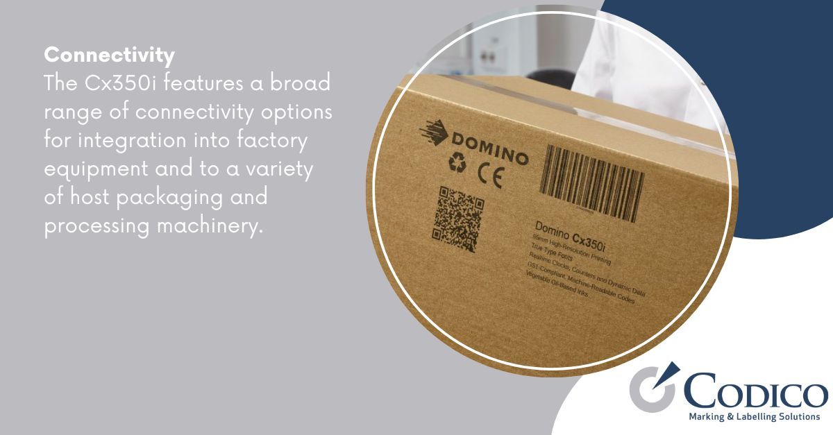 CodicoDist's tweet image. 📦🌿 The Cx350i inkjet printer from Domino – perfect for boxes and building materials, this solution blends strong connectivity and ease of use into one potent package. #BoxCoding #BatchCoding #BatchMarking #OCC #OuterCaseCoding buff.ly/2x01lyb