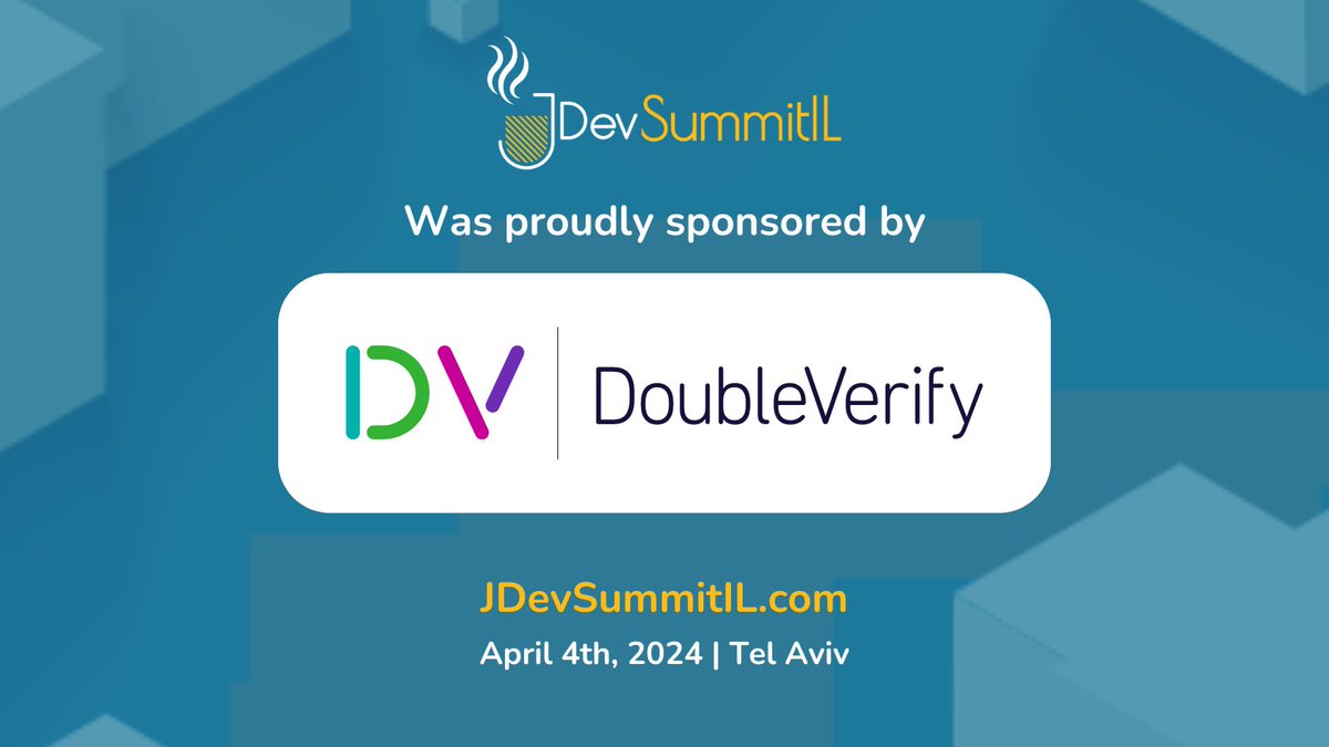 JDevSummitIL's tweet photo. We would like to thank one more time to our amazing sponsors @doubleverify for supporting JDevSummit IL '24! 
Check out their amazing career opportunities at https://t.co/n3zd8jfIU3

And see you all at our next conferences @ReactNext, @NodeTLV , and @AiDevTLV ! https://t.co/5188bxIFIC