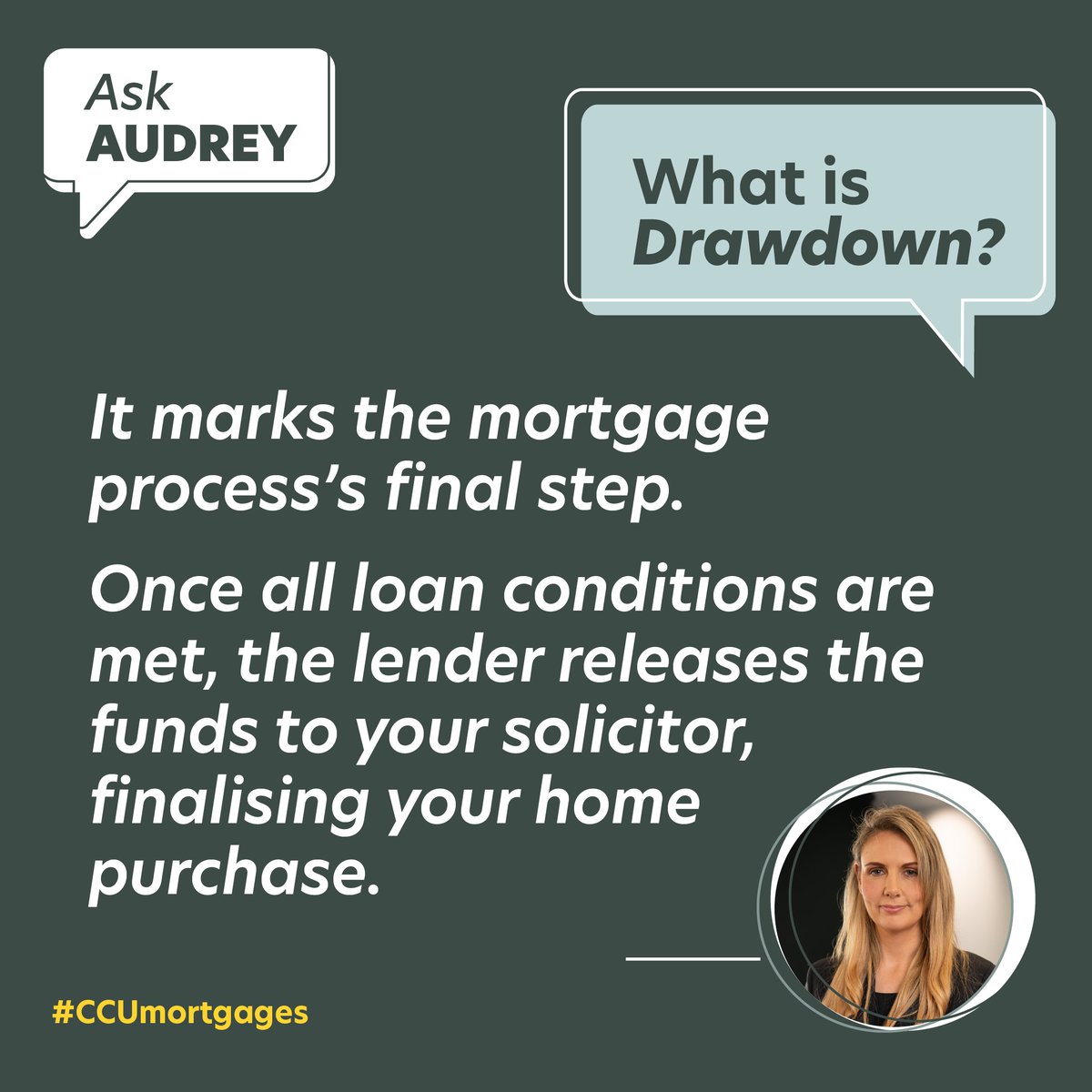 The drawdown stage is a major milestone in your home-buying journey when all your planning and preparation paid off. 

Curious about how to get to this stage? We are here to guide you every step of the way.  

#AskAudrey #MortgageTips #CCUmortgages #FinanceTips #mortgagehelp