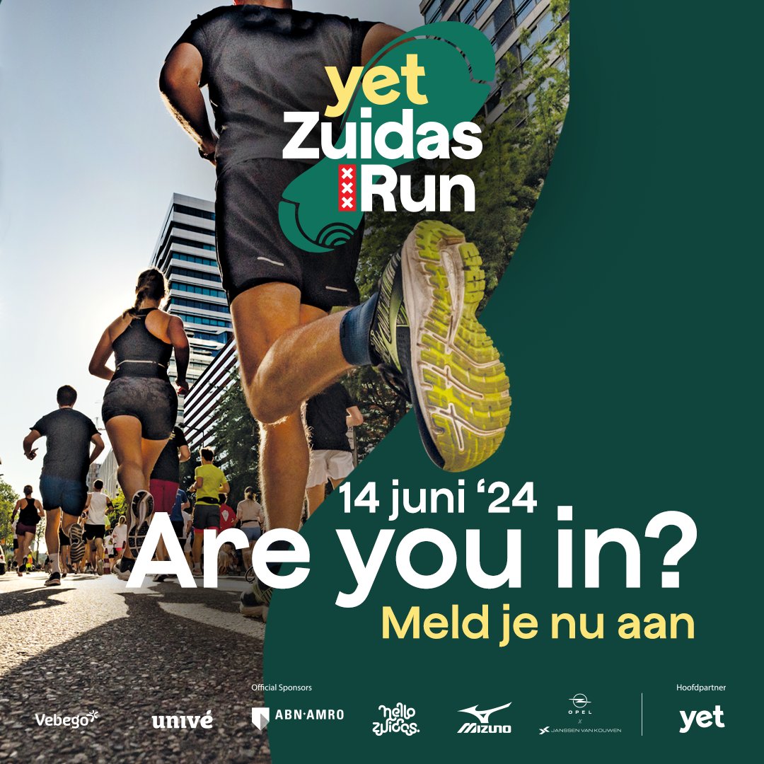 Nieuwe naam, nieuw jasje, nieuwe editie! De Yet Zuidas Run vindt dit jaar op vrijdag 14 juni plaats! Grab your spot while it's hot! 🔥

Uniek parcours ✅
Rennen met collega's en vrienden ✅
Afterparty ✅

🔗zuidasrun.nl