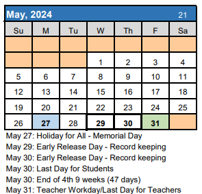May Calendar