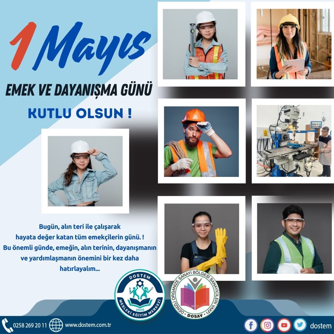 DostemDenizli's tweet image. Ülkemizin kalkınmasında, üretiminde ve sanayisinde; gecesini gündüzüne katarak emeğini ortaya koyan tüm emekçilerimizin 1 Mayıs Emek ve Dayanışma Günü Kutlu Olsun ! 

@DenizliOsb #denizli #1mayisemekvedayanismagunu #dostem