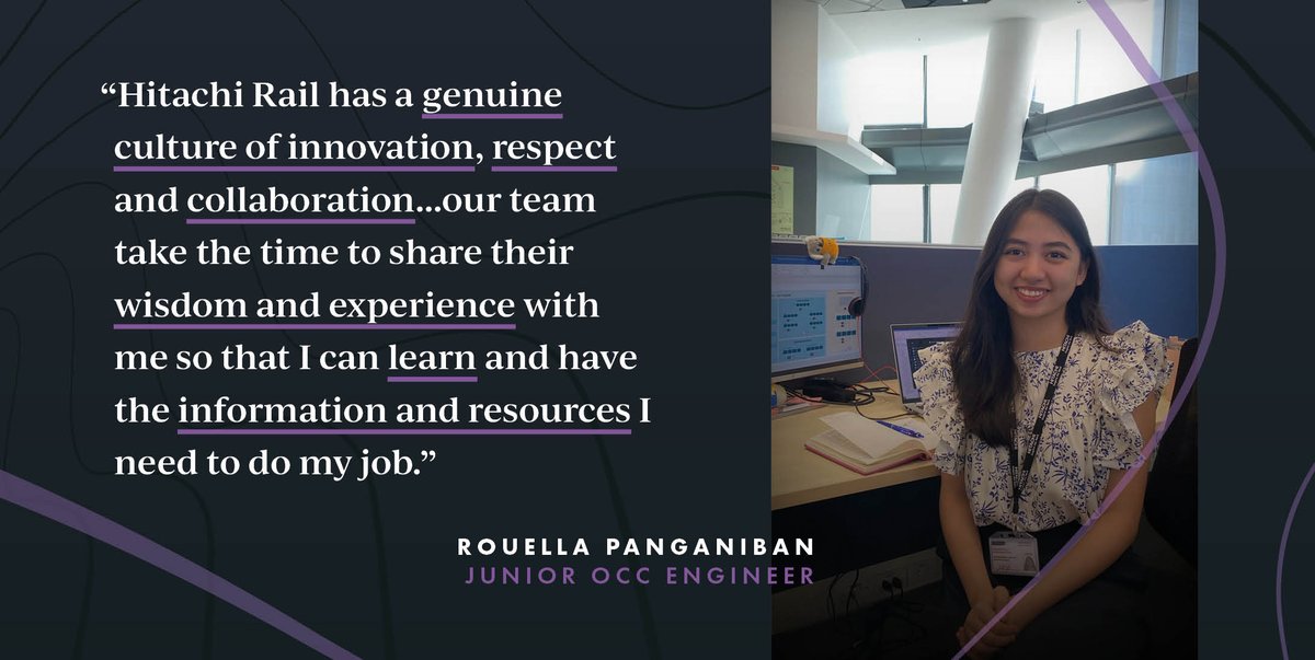 This #TeamHitachi Thursday, meet Rouella Christine Panganiban in the Philippines. Innovative, interesting and impactful is how Ella describes our industry & she wants more women engineers like her to ‘switch on’ to a career in rail. Read Ella’s story here bit.ly/3TzWhes