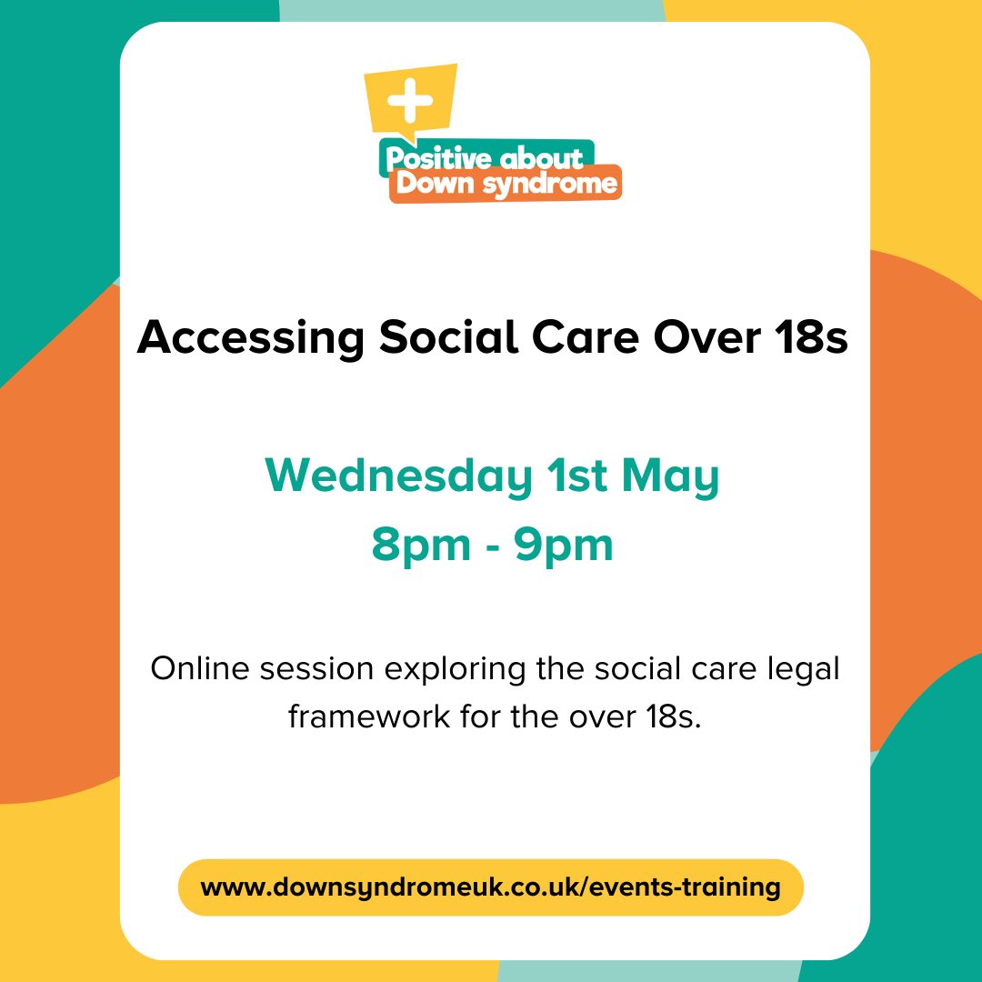 Tonight's online session - Accessing Social Care Over 18s Wednesday 1st May, 8pm - 9pm Online session exploring the social care legal framework for the over 18s. Find out more and book your place: downsyndromeuk.my.site.com/community/s/su… #DownSyndrome