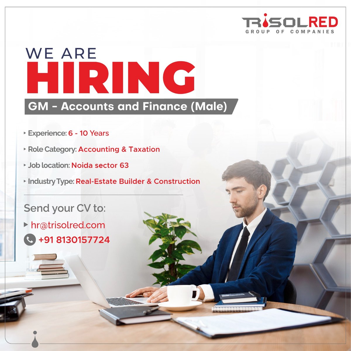 Join our dynamic team! 🚀 
We're seeking an experienced Account Manager - Head to lead the way. Ready to make an impact? Send your CV today! 

#TrisolRED #Trisol #HiringNow #AccountManager #LeadershipOpportunity #RealEstate