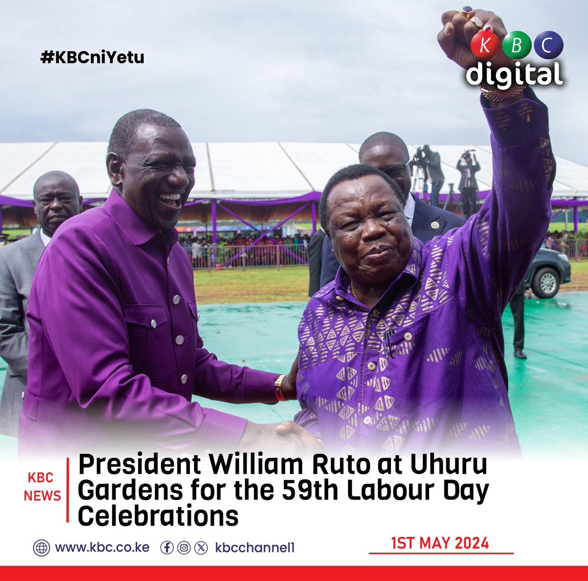 KBCChannel1's tweet photo. President William Ruto at Uhuru Gardens for the 59th Labour Day Celebrations.
#KBCniYetu^EM https://t.co/7y65hhPRiQ