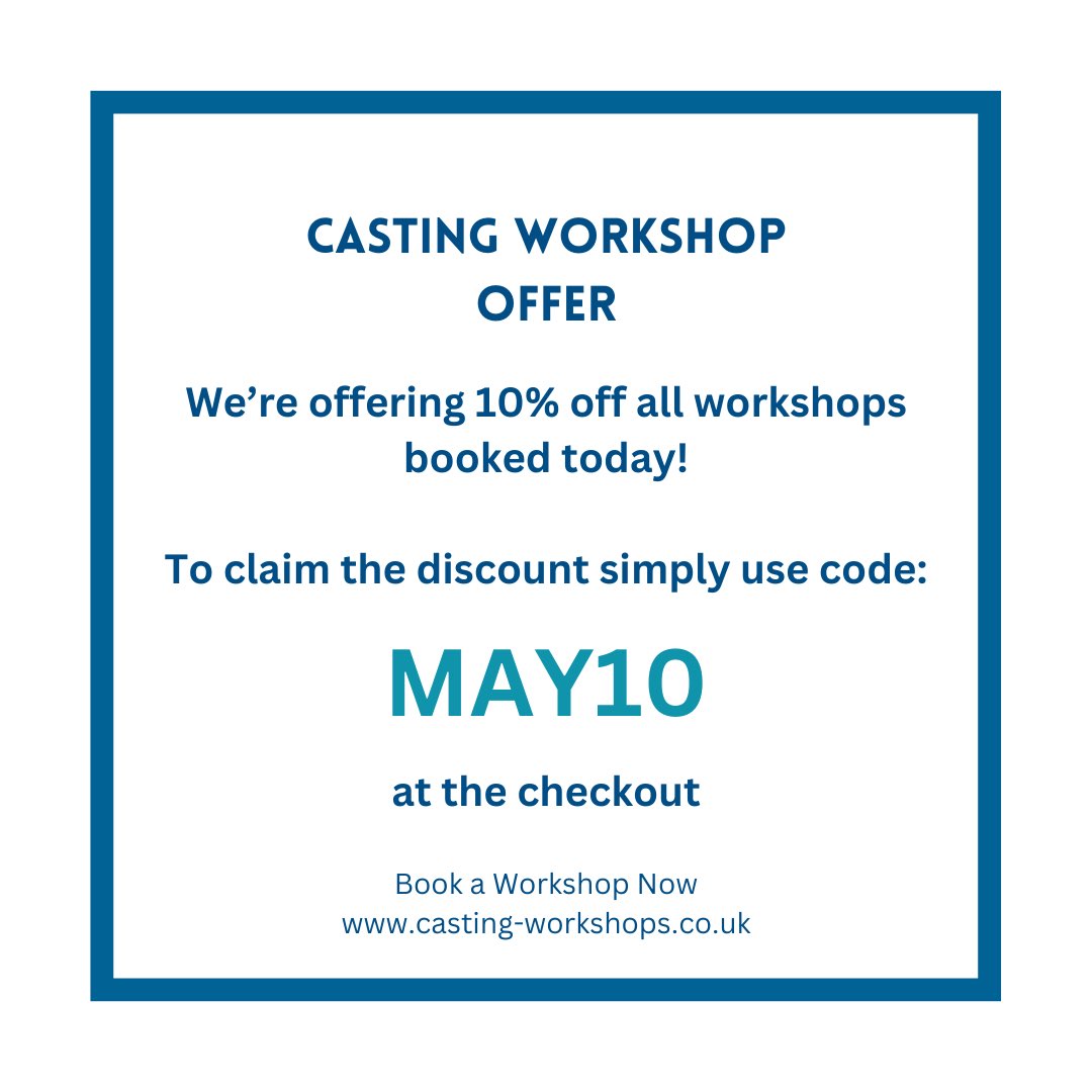 To mark the start of May (and hopefully Spring) we’re offering 10% off any workshop booked today. That includes our sessions with @AnneliePowell and @JGBoutwood. See the details below and head to our website to book your spot… Be sure to RT 🙏🏼