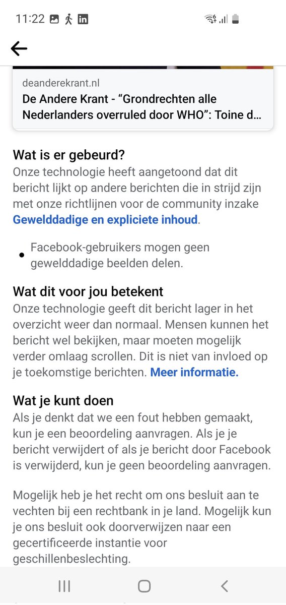 Haha...artikel over het pandemieverdrag wordt op fb geweerd want 'geweldadige en expliciete inhoud'
#knettergek #PandemicTreaty #WHO #pandemieverdrag #censuur