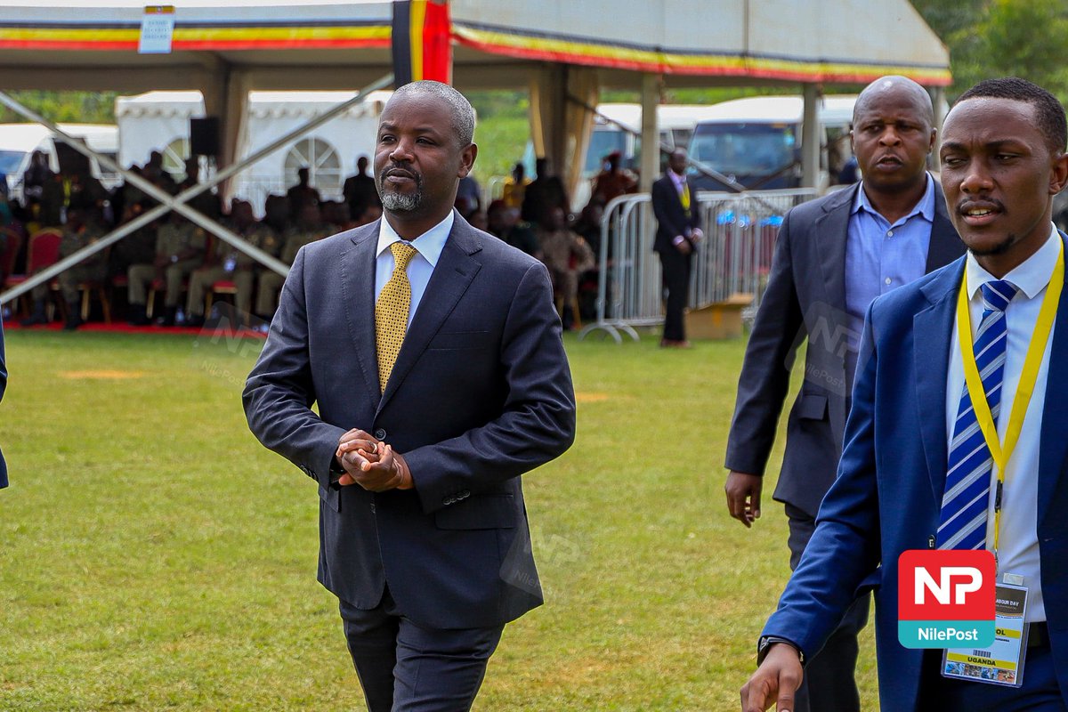 Deputy Speaker of Parliament Rt. Hon. @Thomas_Tayebwa arriving at St. Leo's College Kyegobe playground to be part of today's International Labour Day celebration.