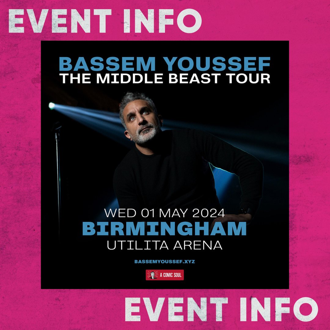 ℹ️ EVENT INFO ℹ️ @Byoussef brings The Middle Beast Tour to the arena this evening! 💻 Head to our website for all event information, including our bag policy and performance times 👉🏼 bit.ly/4cOoK85