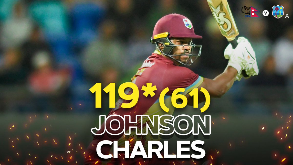 An unbeaten knock from Johnson Charles in the 3rd T20 v Nepal! 🌴🏏 

A stunning innings👏🏽👏🏽

#MenInMaroon #NEPvWIA