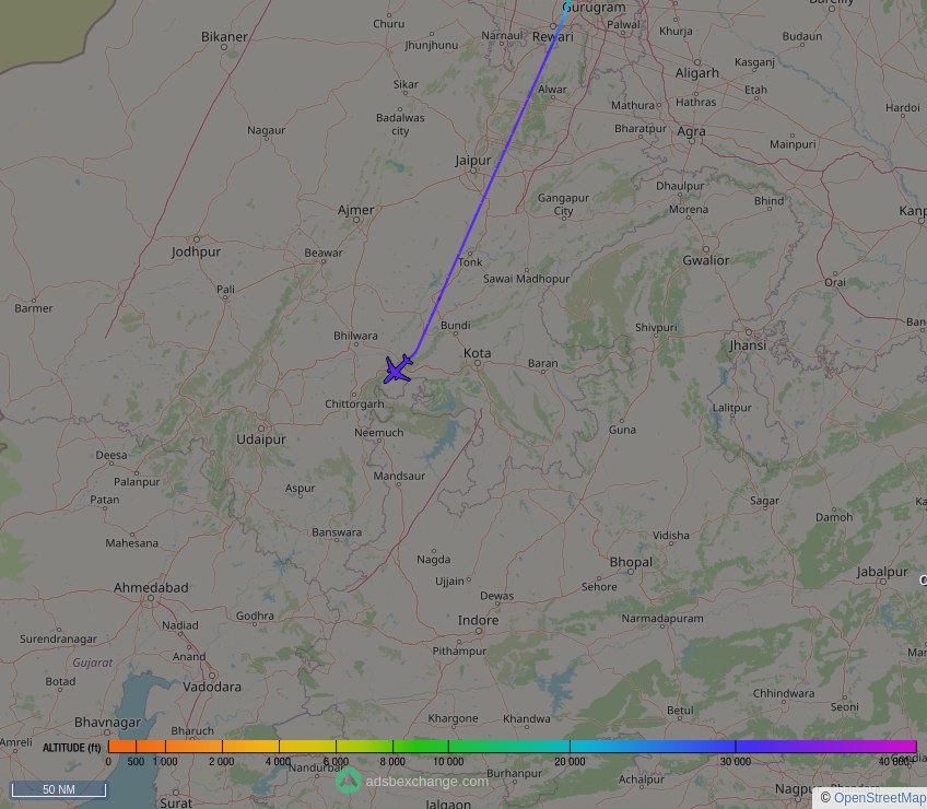 🇮🇳 Indian Air Force ✈️ B737 ( Boeing 737NG 7HI BBJ ) (K5014, #8002FB) as flight #INDIA2 was just spotted over 🇮🇳 Rajasthan, #India at ☁️ 32000 ft.

🔴 Live tracking:
global.adsbexchange.com/?icao=8002FB

🖼️ by doppio.sh