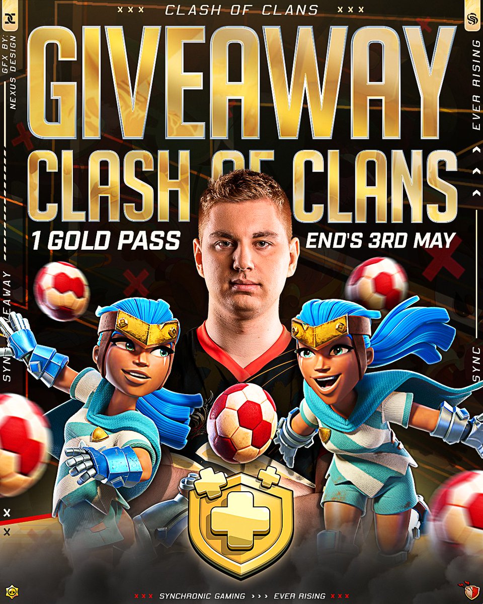 It's #Giveaway time! 🎉⚽️

Get yourself the latest football-themed GOLDPASS! #ClashwithHaaland

How to enter?
1️⃣ Follow @Synchroniic
2️⃣ Like and Retweet

The winner will be announced on May 3rd at 3 p.m. EDT! 🏆 #ClashofClans #Giveaways