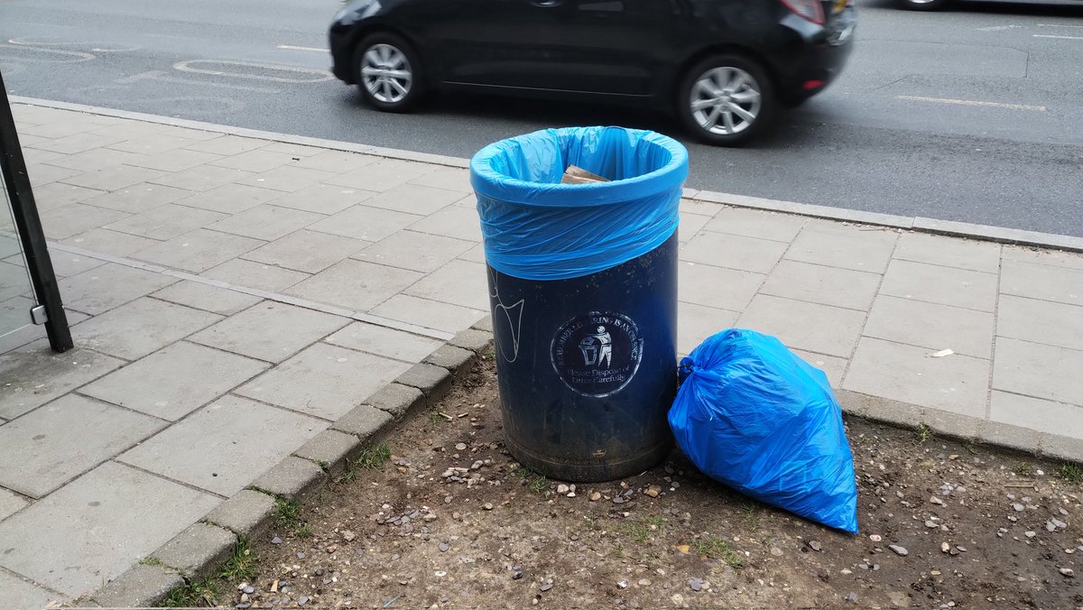 Good morning Bell Green. Two bags filled this morning. A bit of an explosion of posters from a malt drink that people regularly chuck on the streets.  100s of them all over the place. #litter #rubbish #flytipping #se26 #sydenham #bellgreen