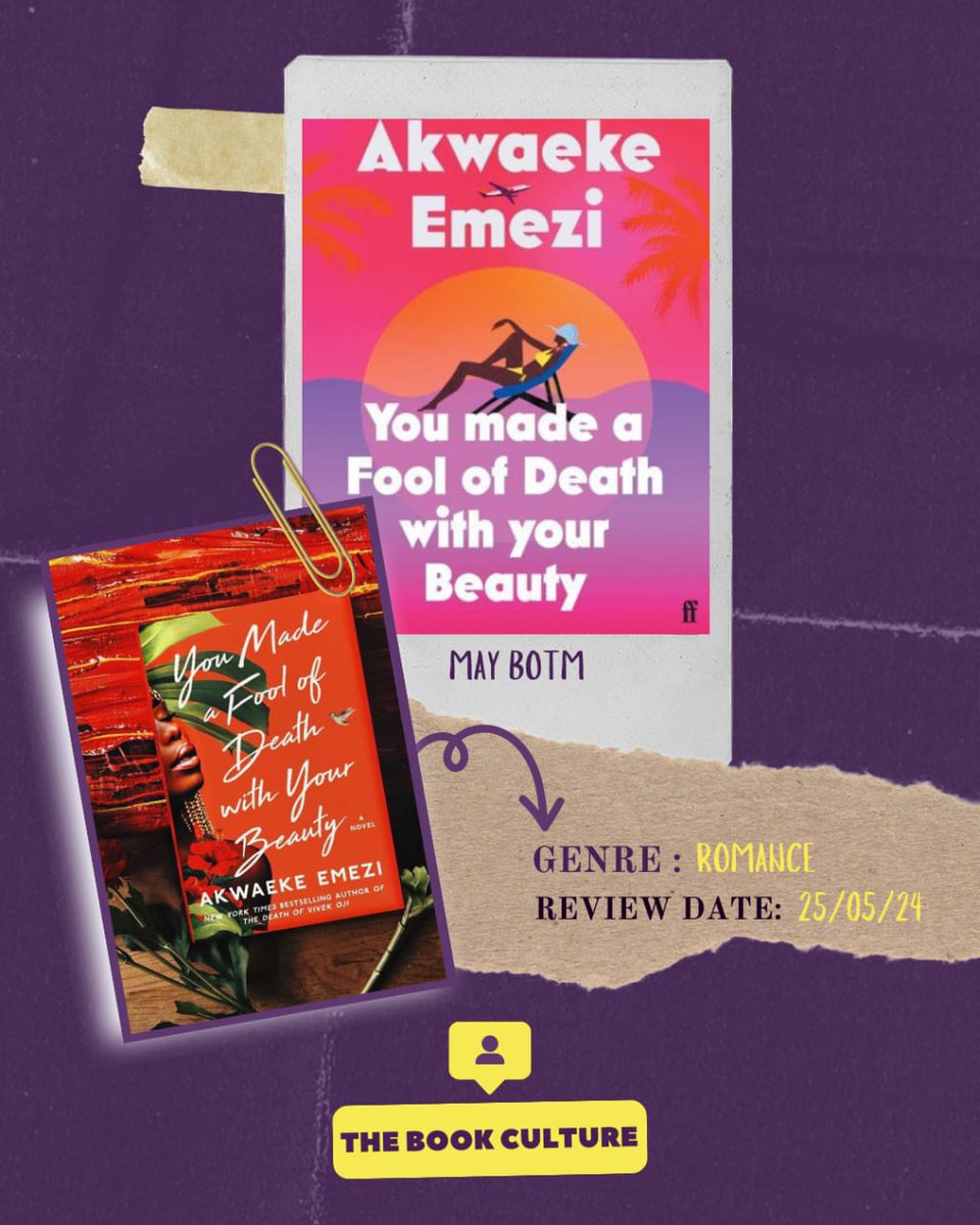 MAY BOTM

You made a fool of death with your beauty by Akweake Emezi is our bookclub pick for the month of May. Book Review will hold on the 25th. 

We can wait to discuss with you!

#FeyiAlimNasir #readwithus #BOTM