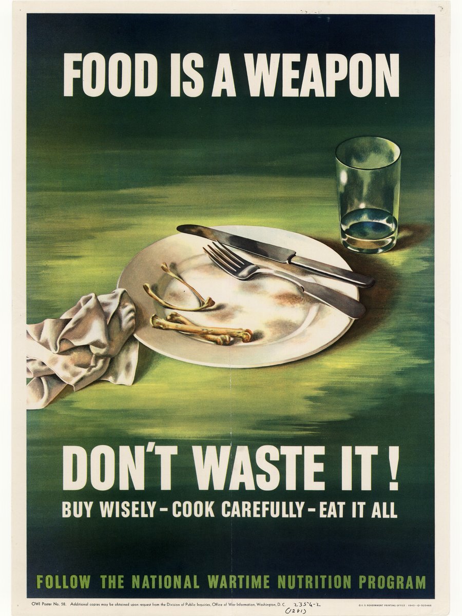'Food is a weapon' poster from 1943.
They are always telling you the plan & rubbing it in your face!
#Food #SilentWeapons #NutritionTips