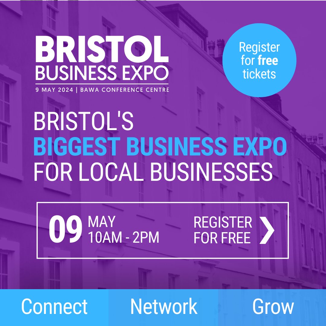 Join us for the Bristol Expo on the 9th May! 

@fsb_policy @DartSailability @bristol247 @VisitBristol @BristolCouncil @madeinbristol #BristolCity #bristol #businessinbristol #bristolb2b #b2bexpos #bristolbusinessexpo #BristolExpo #networking #b2b
