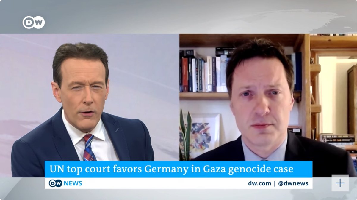 Thank you to @dwnews for the opportunity to comment on yesterday's 15-1 decision by the #ICJ to decline #Nicaragua's request for provisional measures against #Germany in a case about military assistance to #Israel in the context of #Gaza. youtube.com/watch?v=aOlAlY…
