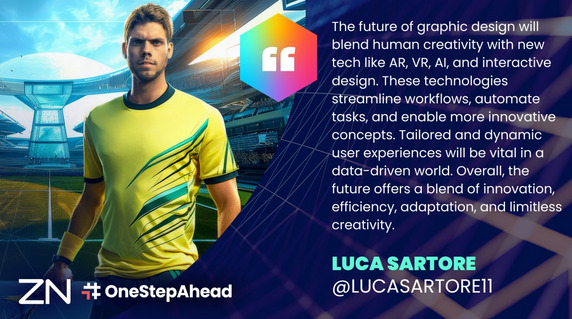 #ZNetwork's Graphic Designer, @lucasartore11 forecasts a transformation in graphic design using AR, VR, AI, & interactive tech, enhancing creativity & streamlining processes #OneStepAhead. 

The future promises personalized, immersive experiences shaping our visual culture. 🔎