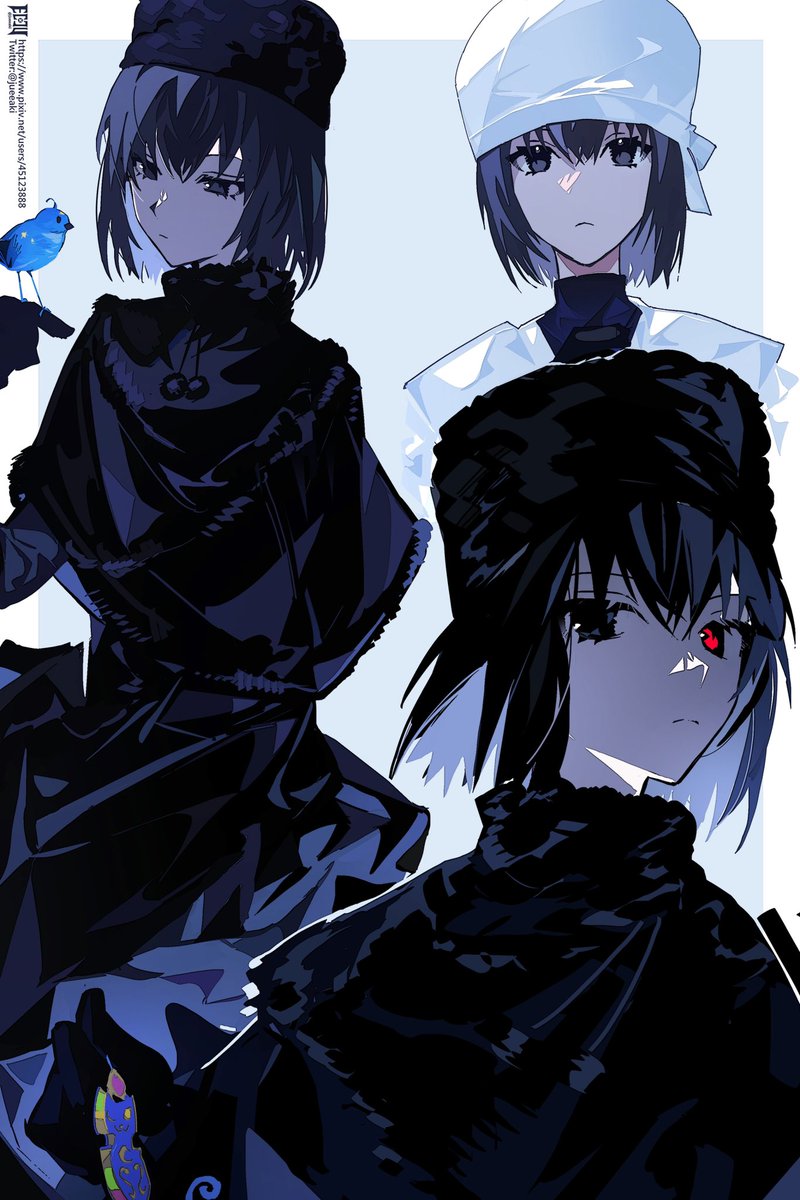 1girl looking at viewer short hair black hair gloves red eyes dress  illustration images