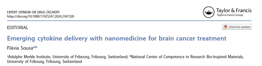 I'm happy to announce my latest publication in Expert Opinion on Drug Delivery @tandfonline, focusing on cytokine delivery using nanomedicines for treating brain cancer. 

Thanks @NCCRbioinspired @MerkleInstitute. 

You can read more:
tandfonline.com/doi/full/10.10…