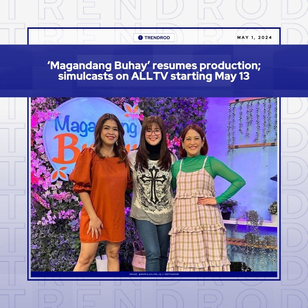 ABS-CBN's morning talk show 'Magandang Buhay' has resumed production, host Jolina Magdangal-Escueta confirmed to Ogie Diaz's vlog.

Aside from that, the program is also reportedly joining other Kapamilya shows on ALLTV this May 13.

READ: trendrod.wordpress.com/2024/05/01/mag…

#MagandangBuhay