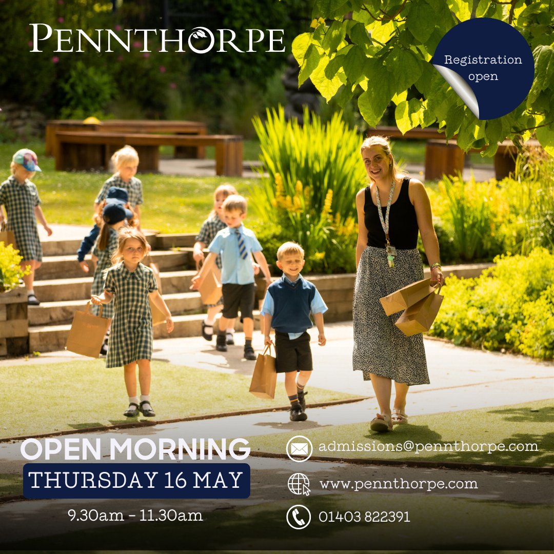 Discover the magic of Pennthorpe during our upcoming Open Morning on Thursday 16th May. Registration is still open for tours of our Nurseries, Pre-Prep and Prep School. Our tour guides are looking forward to sharing their school #experiences with you! #openmorning #tour #sussex