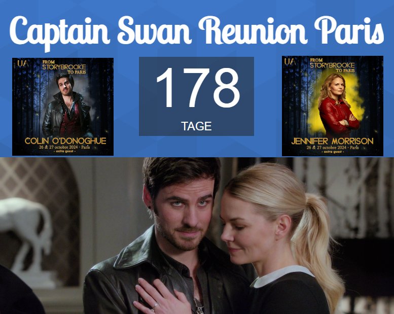 178 days til the #CaptainSwan reunion in Paris 🙌🥰 #OUAT #OnceUponATime #JenniferMorrison #Colinodonoghue #FSTP