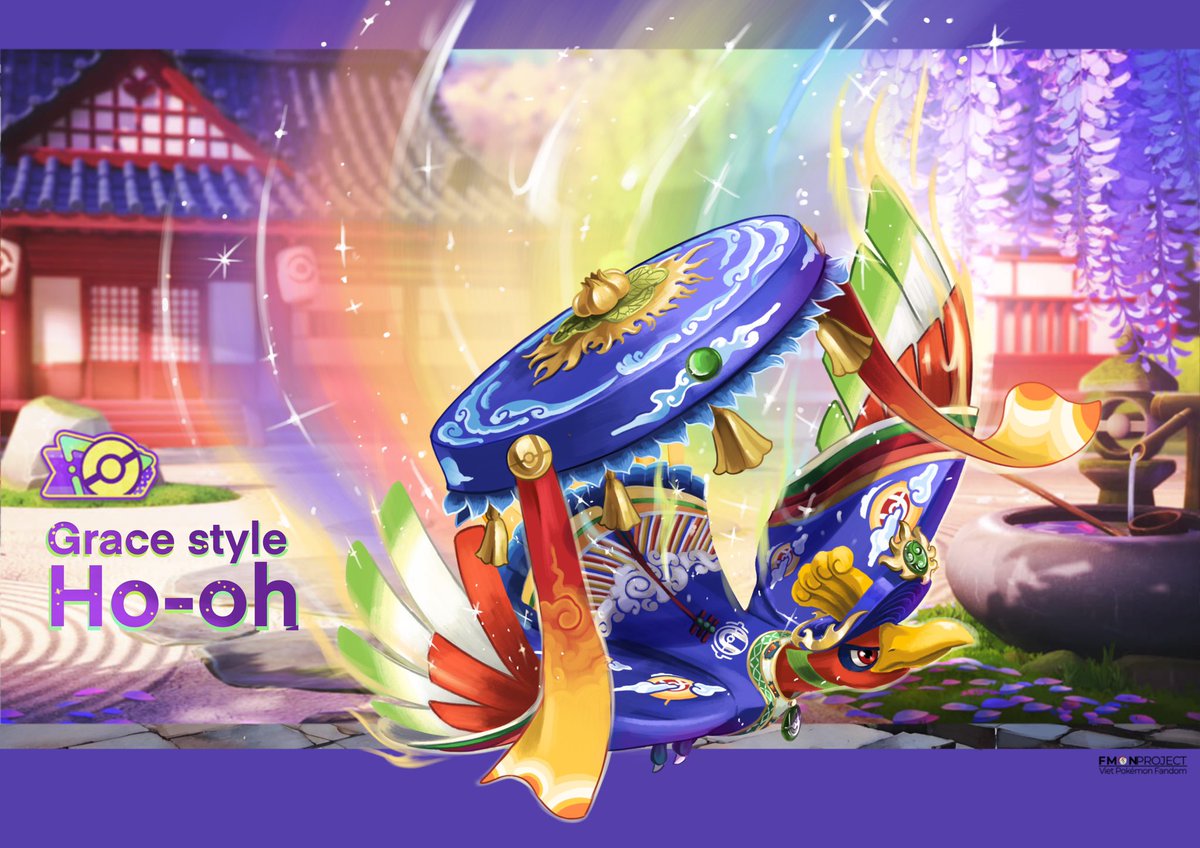 blawn_z's tweet photo. FANART 
Grace style: Ho-oh
She’s in Nhật Bình; traditional imperial costume of Vietnam. 

#PokemonUNITE #Hooh #pokemonfanart #ホウオウ https://t.co/xGbXIoGIk7