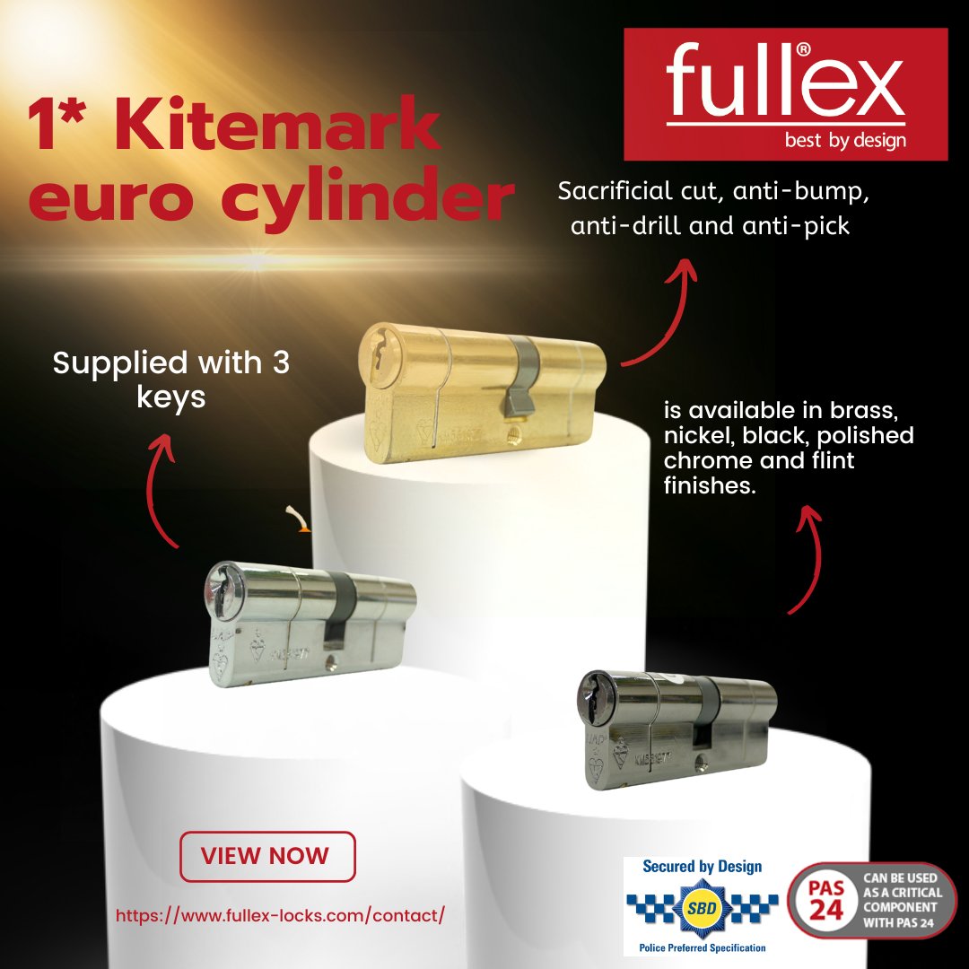 Fullexlocksltd's tweet photo. 🔒 Discover the power of our 1* Kitemark Euro Cylinders! 🌟

✔️ Sacrificial Cut
✔️ Anti-Bump
✔️ Anti-Drill
✔️ Anti-Pick

Your security matters, and we've got you covered.

 View now👉 https://t.co/inQ3lC6nrQ

 #SecurityFirst #KitemarkCylinders #SafetyMatters 🗝️🛡️ https://t.co/3CeytWglkF