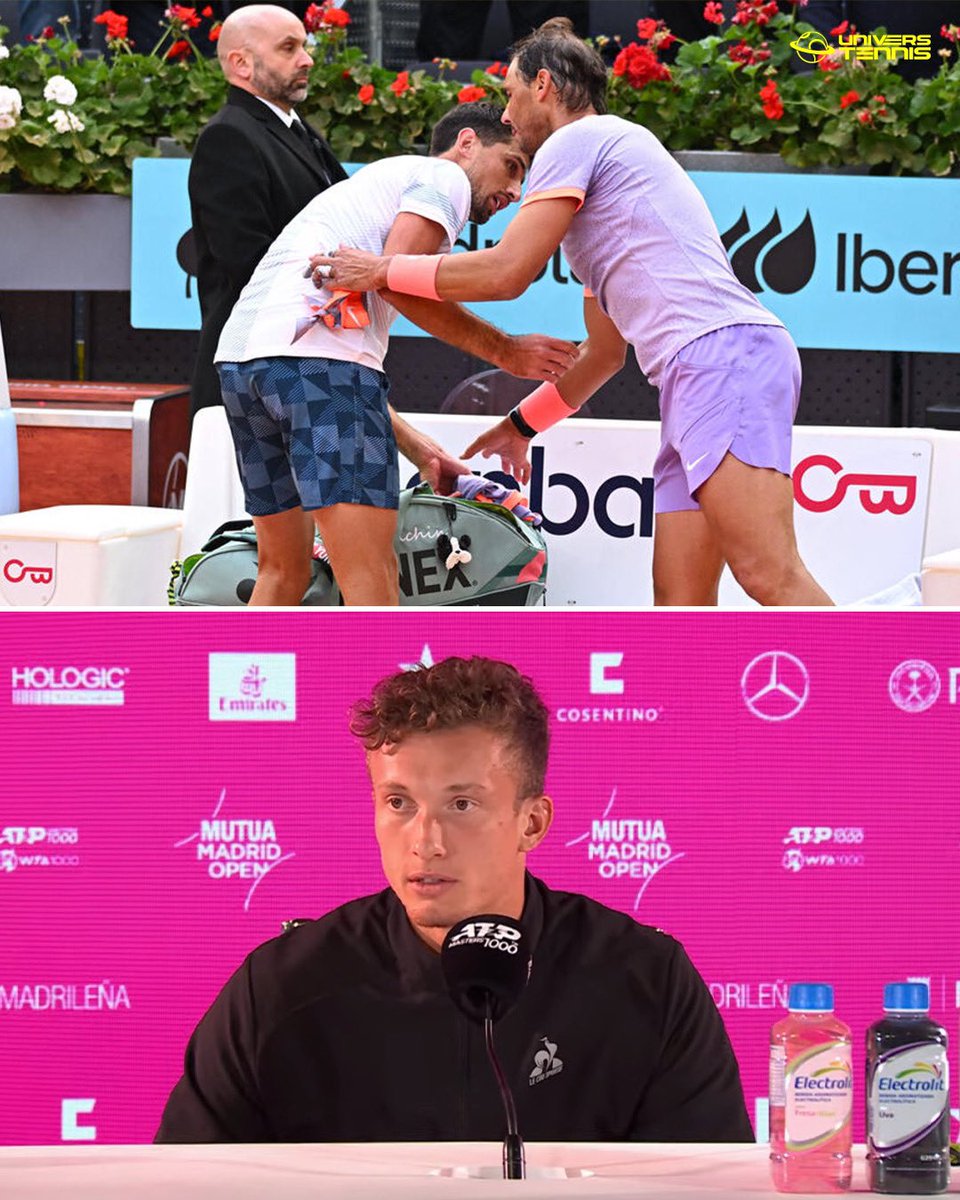 Un journaliste a demandé à Jiri Lehecka s’il avait sollicité Rafael Nadal pour lui donner un souvenir, comme Pedro Cachin sur le court au tour précédent 👇 🗣️🇨🇿 « C’est difficile pour moi, parce que je suis sur le court pour gagner. Quand tu viens pour ça, c’est difficile de…