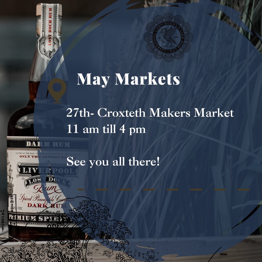 DockLost's tweet photo. May Markets are here! โ๏ธโ๏ธ
We are at the following:ย
Come along and shop our famous rums in person as a sip of Lost Dock Rum is a sip through time itself.๐ฅ
#lostdock #rum #awards #awardwinning #premiumrum #liverpool #liverpoollostdock #albertdock #royalalbertdock #docktail https://t.co/E8uwcSZz71
