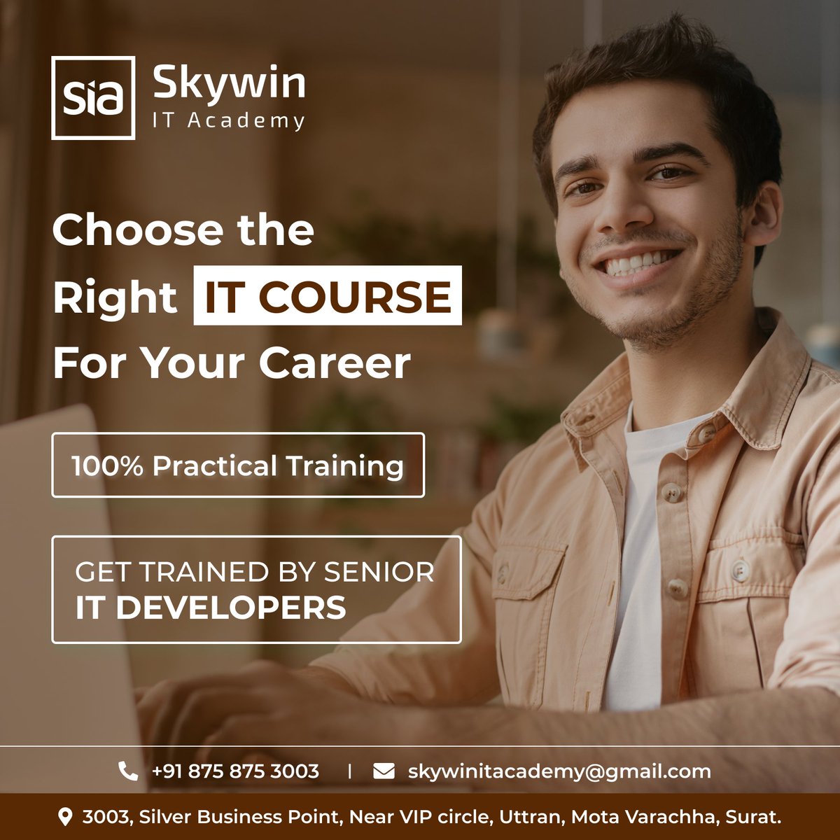 Select the ideal IT course for your career at Skywin Academy, offering 100% job placement, practical training, and guidance from senior IT professionals.
#placement #seniordevelopers #skywinITacademy #itcourse #itacademy #itinstitute #surat