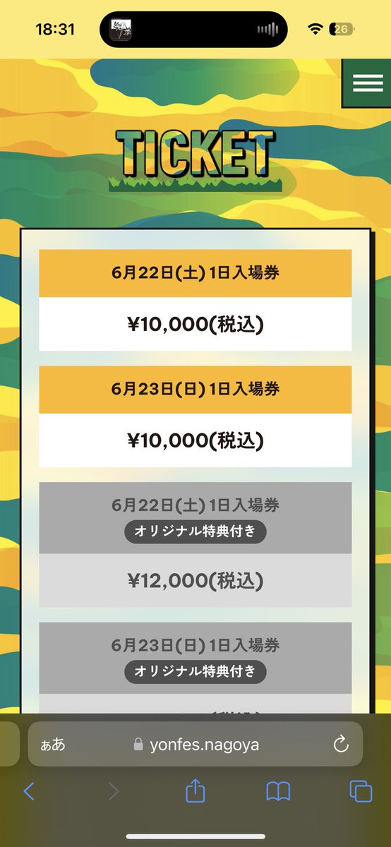 過去のヨンフェスのHP見てたらチケ安くてびっくりした、たった4年でこんなに値上がりしてら