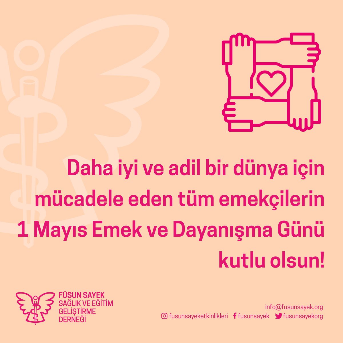 Emeğin, alın terinin, dayanışmanın değerini bilen; daha iyi ve adil bir dünya için mücadele eden tüm emekçilerin günü kutlu olsun!
Birlikte daha güçlü ve adil bir geleceği inşa etmek için çalışmaya devam edecek ve umudumuzu dayanışma ile çoğaltacağız.
Birlikte güçlüyüz!
#1Mayıs