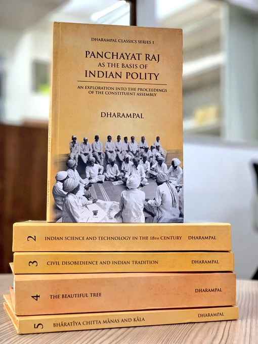 We encourage our valued customers to explore these profound works and enrich their understanding of India's cultural, social, and intellectual heritage. Here are five remarkable works by Shri Dharampal Ji. #BuyFromPI #PIRecommends Order 👉padhegaindia.in/product/dharam…