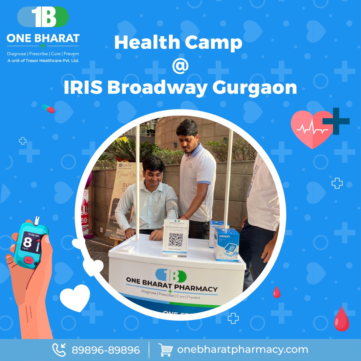 [1/2] We empower you to take charge of your health and well-being. #OneBharatPharmacy recently organised a #healthcamp at the IRIS Broadway, Gurgaon, where free services like BP & sugar level screening were available for visitors. We are elated to receive such a great response.