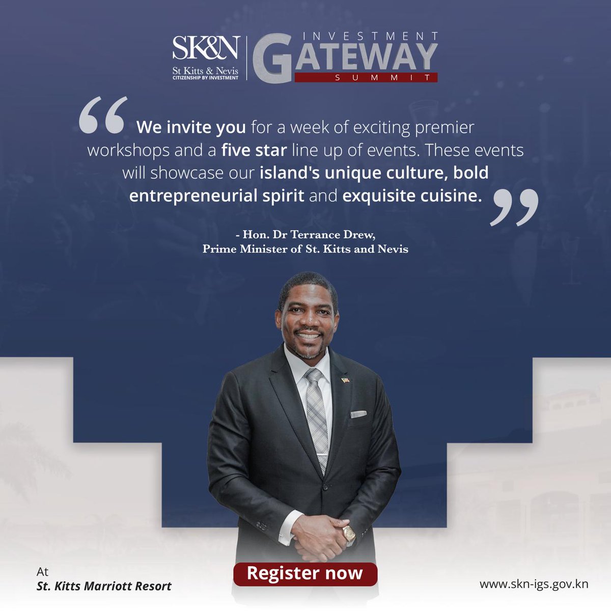 Get ready for the investment event of the year - Investment Gateway Summit 2024

Join us in July in St Kitts and Nevis!

#InvestmentGatewaySummit #IGS2024 #WhereCitizensConnect #ConnectingCitizens #IndustryEvents #StKittsNevis #StKitts #Nevis #NetworkingEvent #Citizenship