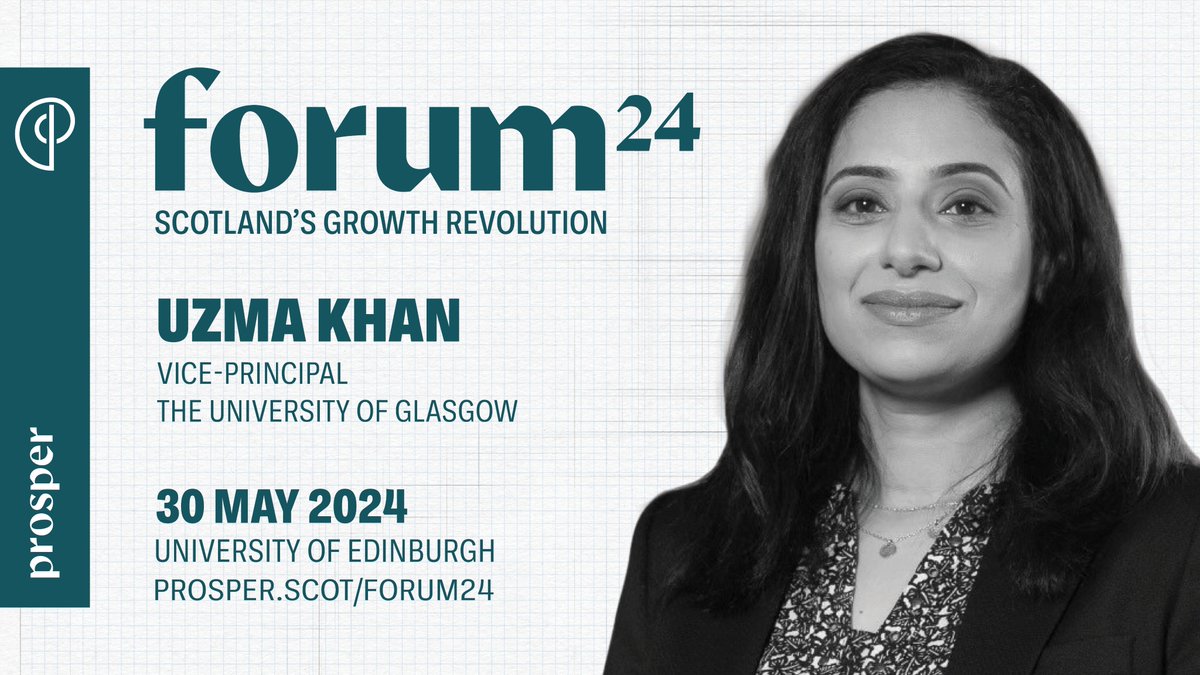 Vice-Principle of @UofGlasgow joins the #ProsperForum24 line up, discussing how we can achieve a prosperous future for Scotland's people & places. Only a handful of tickets remain for Scotland's Economic forum, secure your place⤵️ prosper.scot/events/forum-2…