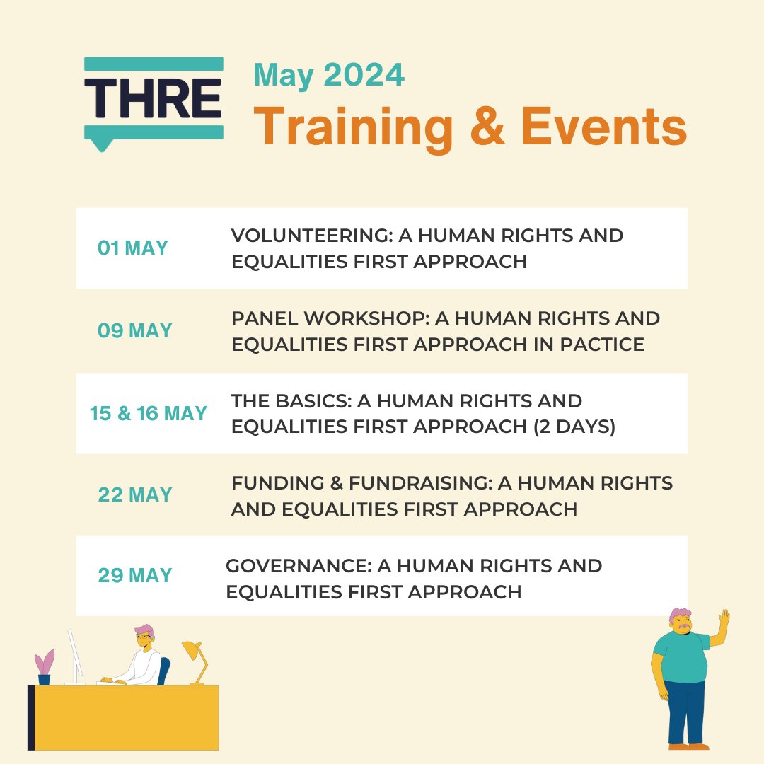 May is here and so is our new batch of training dates! We have 5 training sessions for you this month, including a two half-day version of our 'Basics' course. Find out more about all of our upcoming free training sessions: eventbrite.com/o/52688101943 #humanrights #equalities
