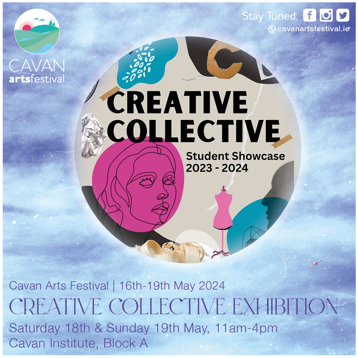 'Creative Collective' will open on Thursday 9 May in Cavan Institute at 6 pm.  

We are extra excited this year as we are working with @cavanartsfestival and our exhibition will be open to the public during the festival on 18 and 19 May. #WeCantWait