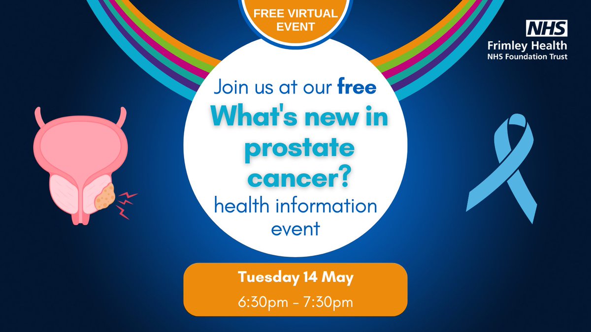 ℹ️ Join us for our next online health event with Mr Simon Bott - consultant urologist for #FrimleyHealth to review what's new in prostate cancer 💙 🚹 📅 Tuesday 14 May 🕡 6:30pm 💻 Register here: fhft.nhs.uk/about-us/about…